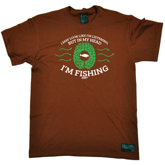 T-shirt In My Head Fishing UOMO vermi annegati regalo di compleanno pesca divertente