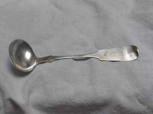 Antique Pure Coin Silver Fiddle 6” Sauce Ladle Jennings Brothers Mono.