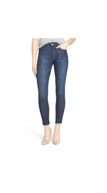 NWT Jen7 For All Mankind Womens Dark Wash Frayed Hem Ankle Zip Skinny Jeans $170