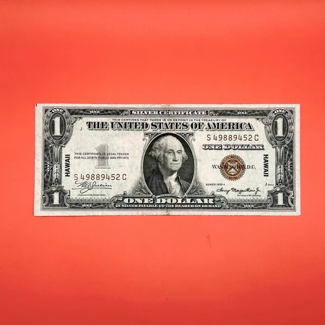 1935 A $1 One Dollar Hawaii Emergency Overprint Silver Certificate Note Crisp