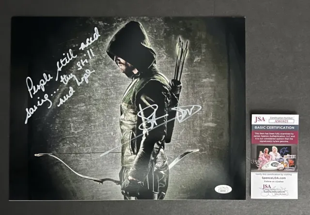 Stephen Amell Hand Signed Autograph 11X14 Arrow Photo +Jsa Coa With Quote