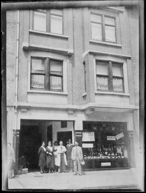 Plaque verre photo ancienne noir et blanc négatif 9x12 cm famille Moselle vin