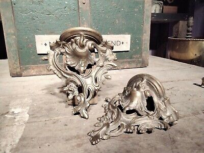 Lovely Pair of Vintage Heavy Cast Brass Wall Brackets Excellent Quality. Shelves