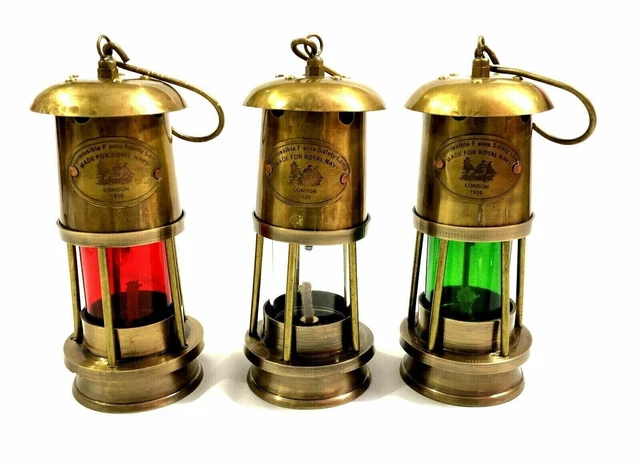 Lot von 3 Lampe Laterne Messing Schiff Minor Nautisch Antik Öl Boot...