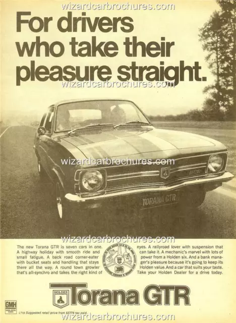 1969 Holden Lc Torana Gtr A3 Poster Ad Sales Brochure Mint Advertisement Advert