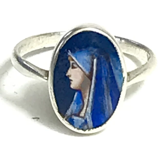Bague Ancienne Ajustable En émail De Limoges Plaqué Or - Occasion - Vintage
