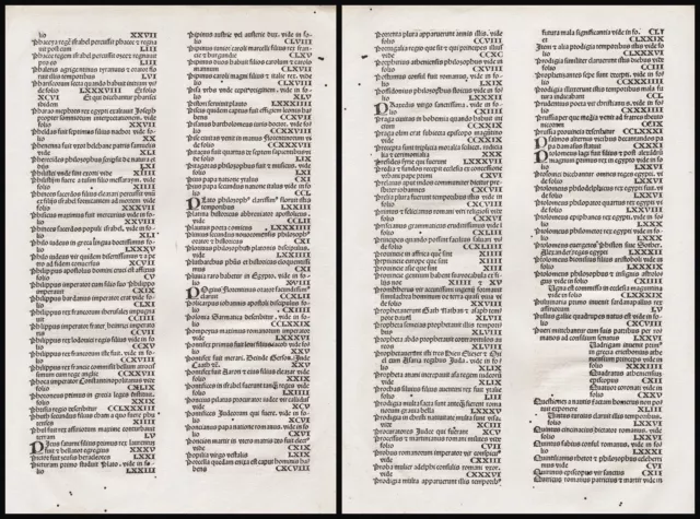 Schedel Liber Chronicarum Weltchronik Register P/Q Inkunabel Incunable 1493