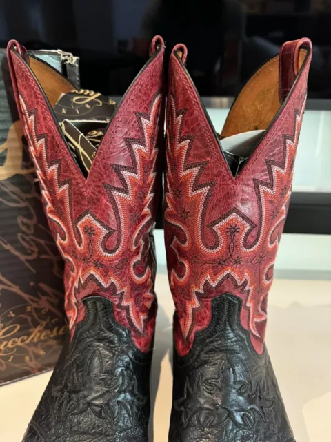 LUCCHESE MEN’S WESTERN Cowboy Ostrich Boots Size 9 EUC $69.00 - PicClick