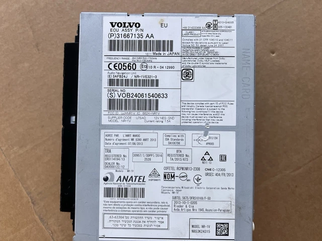 Volvo V40 Sat Nav Audio Radio Display Screen Head Unit 31667135Aa / 31382065Ae