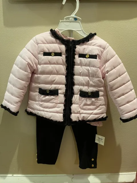 NWT Little Me Girls sz 24m Pink & Black jacket Set 3 pieces
