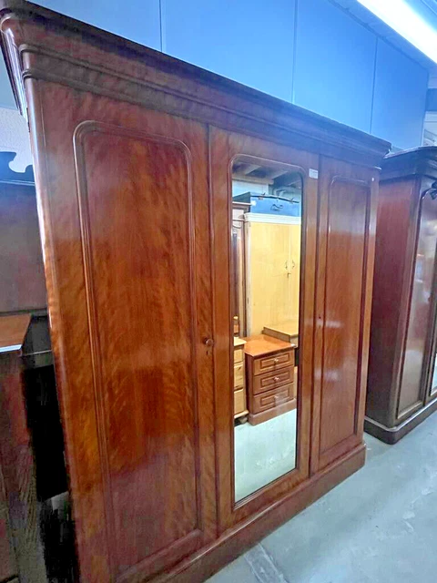Large Antique Wardrobe with Mirror and Drawers
