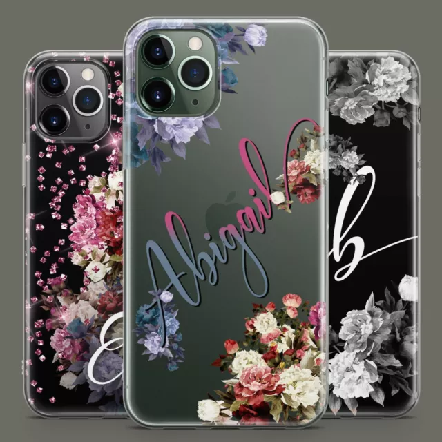 Personalisierte Handyhülle für iPhone Florale Blumendiamant Brauch name 15 14 13