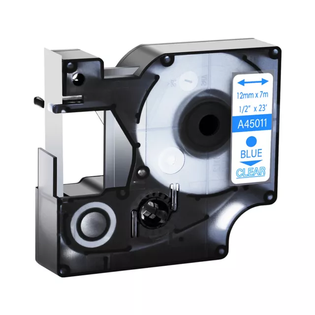 1PK 1/2" Blue on Clear Label Tape 45011 For DYMO D1 LabelWriter 450 DUO