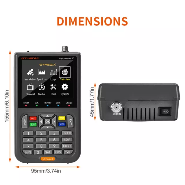 GTMEDIA DVB-S/S2/S2X Satelliten Finder TV-Signal Suchgerät Sat Digital Messgerät 2