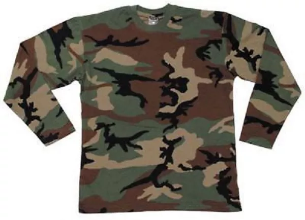 US Long sleeve Army langarm woodland camouflage military Outdoor Tarnshirt Shirt