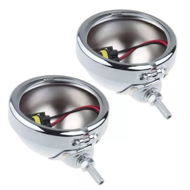 Pair 4.5'' 4-1/2 Inch Chrome LED Fog Passing Light Housing Holder For Motorcycle