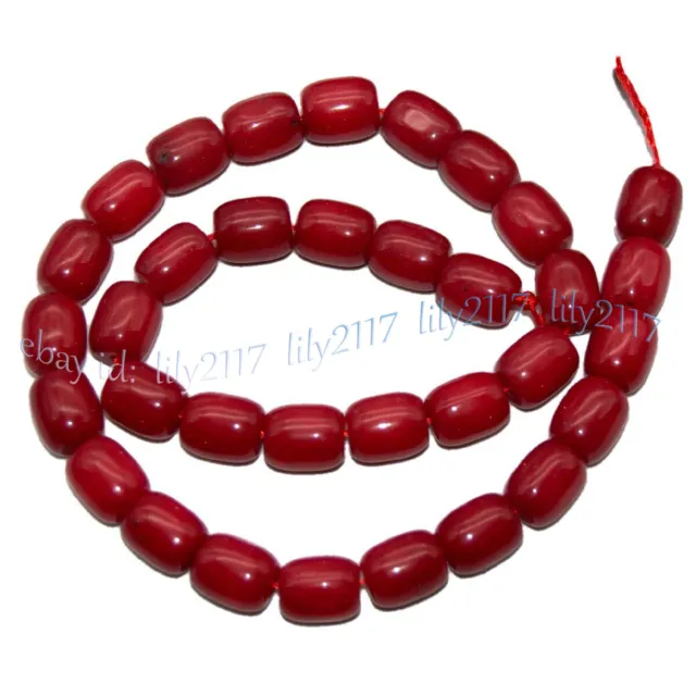 9x11mm Natural Red Jade Gemstone Barrel Cylinder Loose Beads 15inches Strand