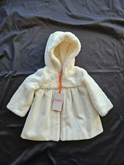 Baker by Ted Baker. Baby Girls Cpat. 6-9 Months. Faux Fur