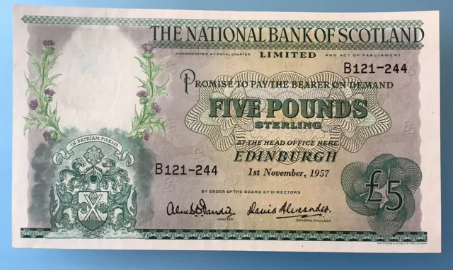 1957 National Bank of Scotland Five Pound £5 Dandie Alexander B Prefix Crisp