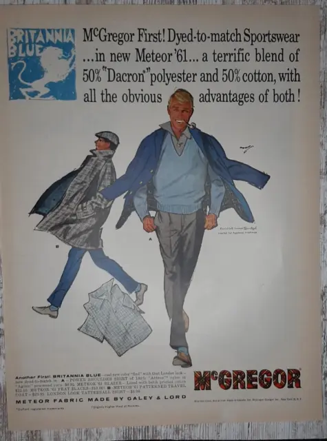 1961 McGregor Vintage Print Ad Clothing Menswear Sportswear Slacks Jacket Casual