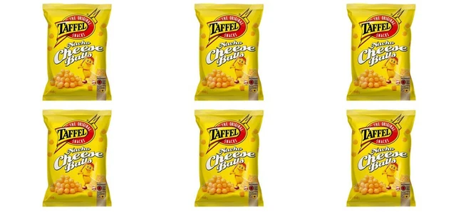 6 patatine per mais Taffel NACHO CHEESE BALLS, 3,9 oz. (110 g.)