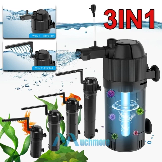 Internal Aquarium Fish Tank UV Sterilizers Filter Submersible Oxygen Water Pump