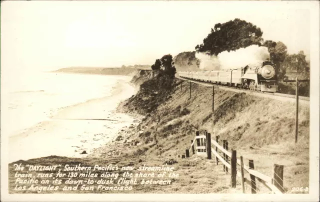 SP Southern Pacific Daylight RR Train LA to San Francisco Glendale Cancel RPPC