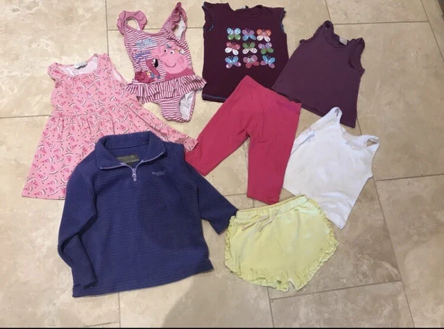 Girls clothes bundle age 3-4 dress T shirt swimsuit leggings & shorts