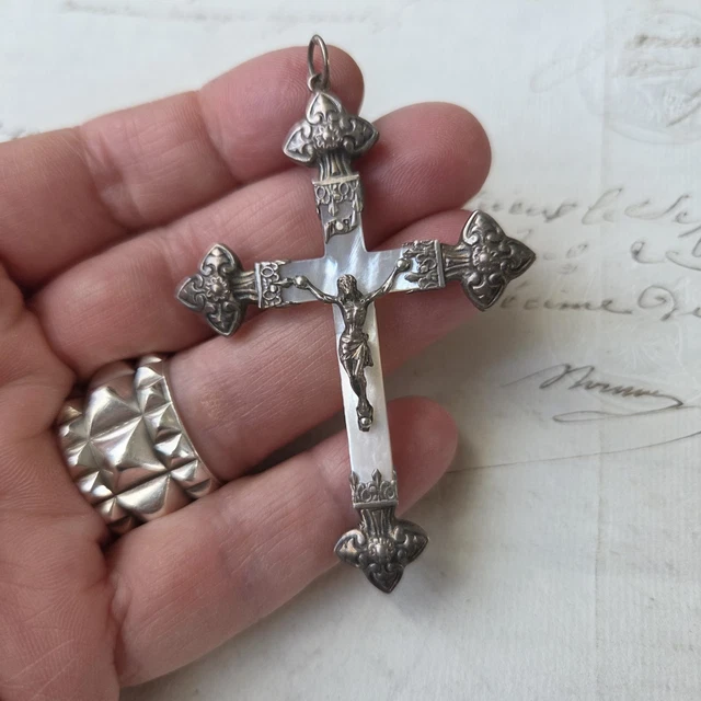 Médaille de baptême en argent personnalisée - Colombe & Croix