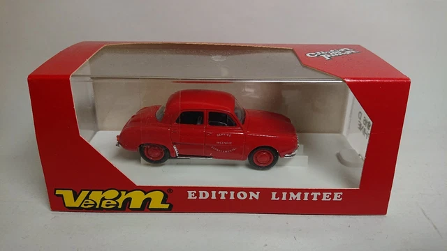 Voiture Miniature Renault Dauphine Pompier Rouge - Solido 1:43 - Modèle Collector