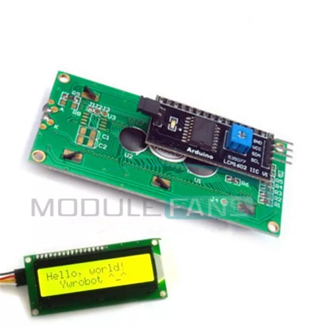 5PCS IIC/I2C/TWI/SP​​I Serial Interface1602 16X2 LCD Module Display Yellow MF