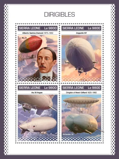 Dirigibles Alberto Santos-Dumont MNH Stamps 2018 Sierra Leone M/S