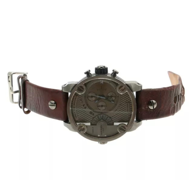 Diesel Men's Little Daddy 61mm Gunmetal Brown Leather Watch 3171