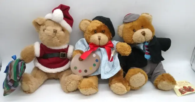 3x Bears from The Teddy Bear Collection - Santa, Alphonse Artist, Sam Schoolboy