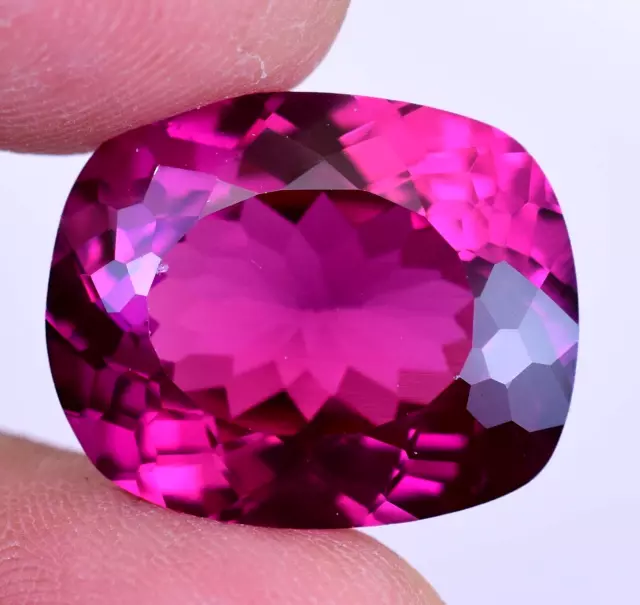 Natural Rhodolite Garnet Raspberry Cushion 28.00 Ct Certified Loose Gemstone