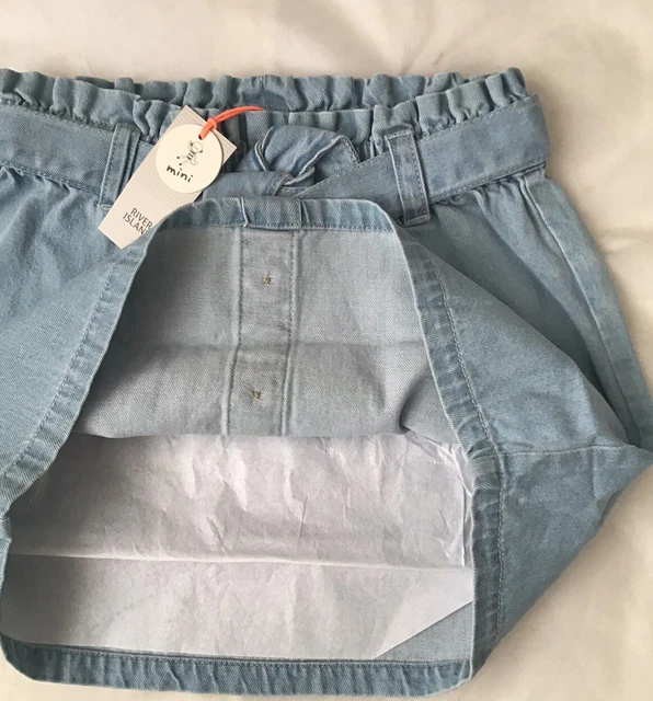 River island mini girls aged 2-3 years paperbag denim skirt outfit BNWT 10
