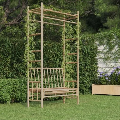vidaXL Gartenbank mit Pergola 116 cm Bambus
