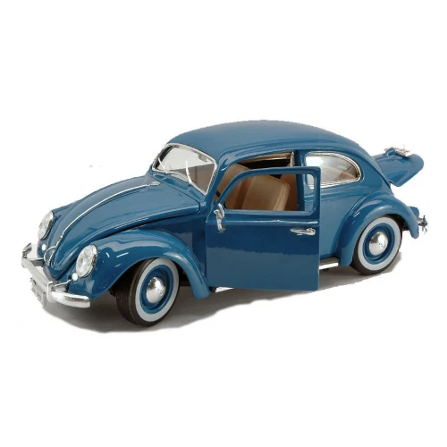 VW KAFER BEETLE 1955 BLUE 1:18 Burago Auto Stradali Die Cast Modellino