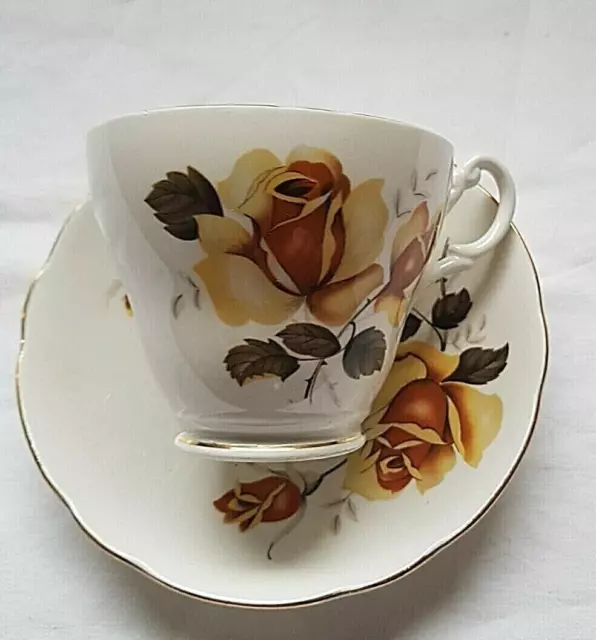 Argyle,  Bone China, Cup & Saucer, Yellow Rose design