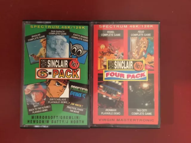 ZX Spectrum - 2 x cassettes de couverture Sinclair - Dun Darach, Tai Ceti, Biggles, Feud