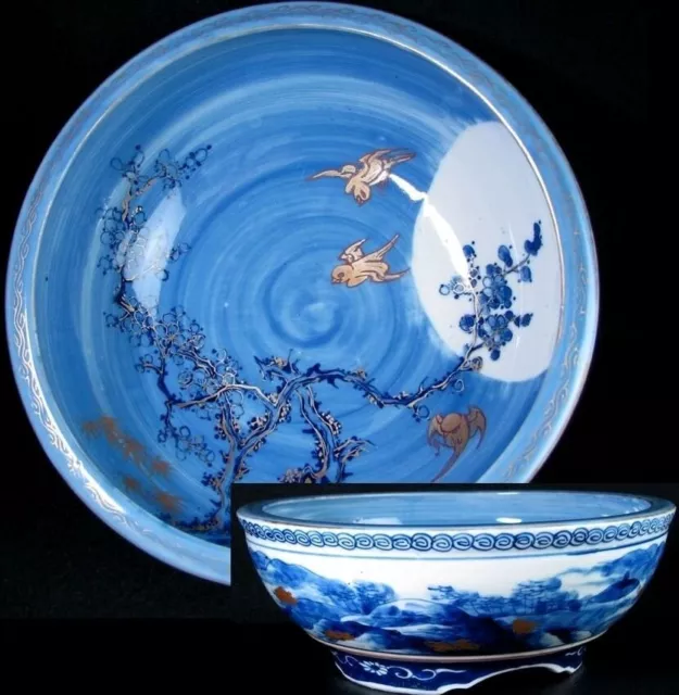 Japanese Antique Edo (mid 19thC) Imari Old Sometsuke blue bowl