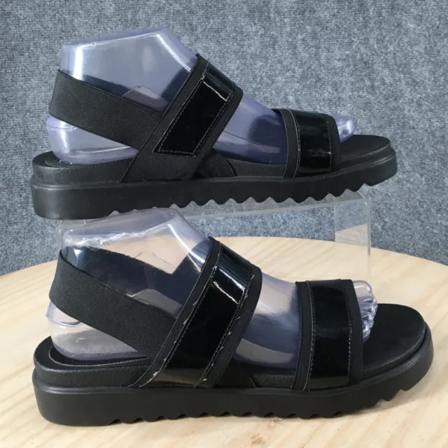 Nine West Sandals Womens 9 M Wedge Platform Slingback Strappy Black Open Toe