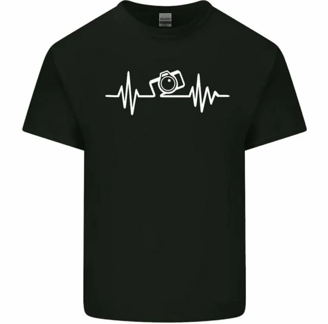 T-shirt fotocamera Photography Pulse da uomo divertente fotografo obiettivo top ECG cuore