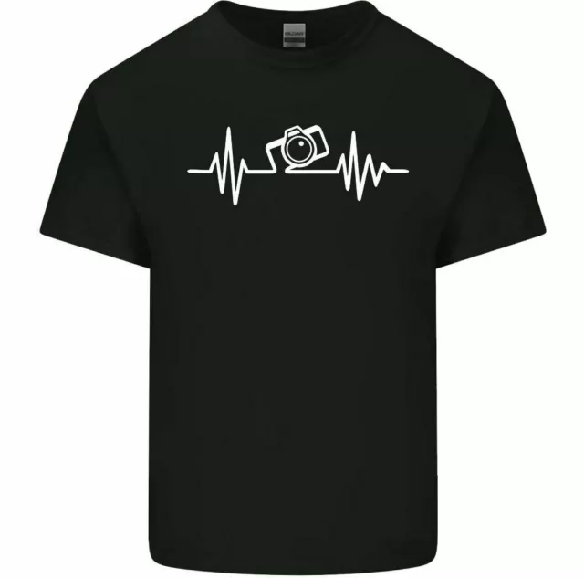 T-shirt fotocamera Photography Pulse da uomo divertente fotografo obiettivo top ECG cuore