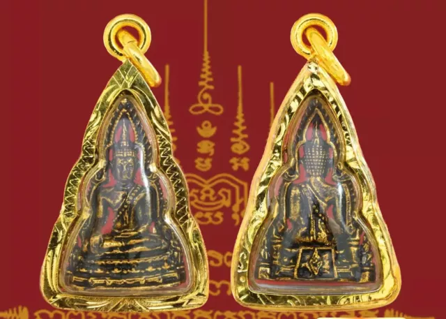 Phra Sothorn Buddha Pendant Gold Micron Plate Holy Talisman Thai Buddhist Amulet