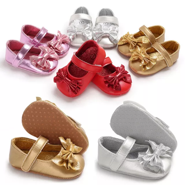 Toddler Baby Girl Princess Crib Pram Shoes Newborn Infant Soft Leather Bowknot