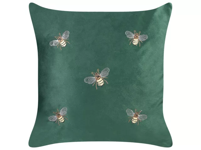 Lot de 2 Coussins Décoratifs Vert et Doré en Velours à Motif d'Abeilles Talinum 3