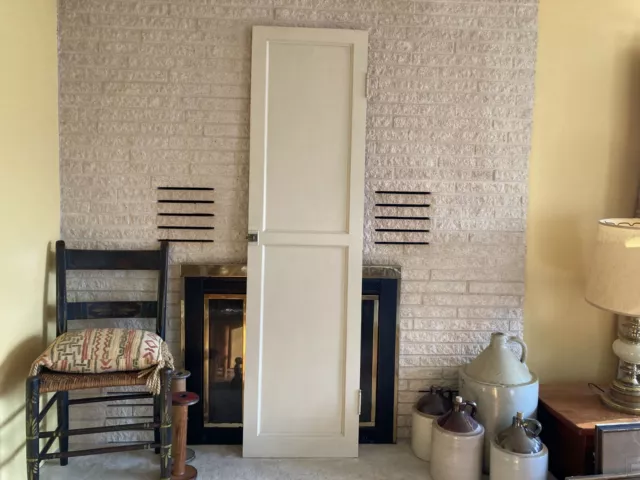Antique Pantry Cupboard Door White Paint 2-Panel Rustic Farmhouse 17x65 2of2-R
