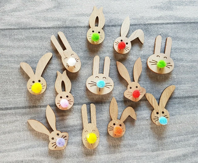 Hase Osterhase Ostern Osterei Holz Streuteile Sticker Basteln Kleben Tischdeko