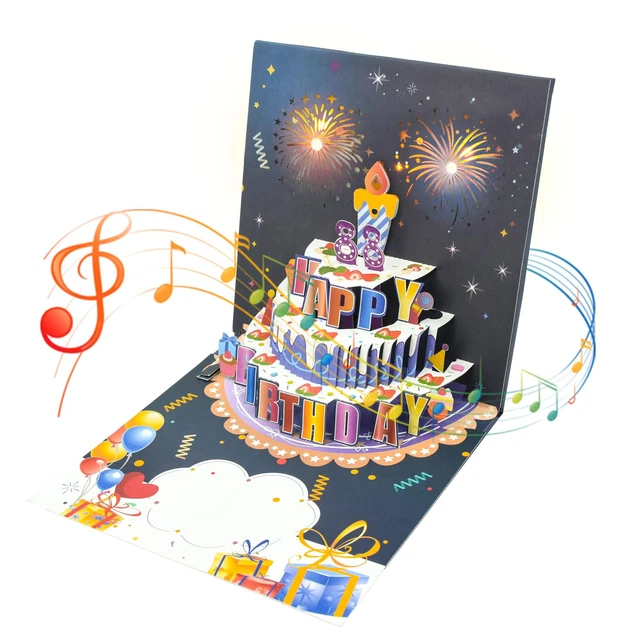 Biglietti d'auguri musicali DTESL con luci e musica, biglietti pop-up
